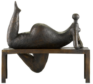 Odalisque Bronze Sculpture - Exquisite Handmade Art Piece with Patina Finish for Home Decor
