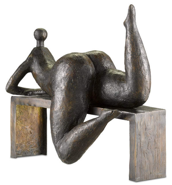 Odalisque Bronze Sculpture - Exquisite Handmade Art Piece with Patina Finish for Home Decor