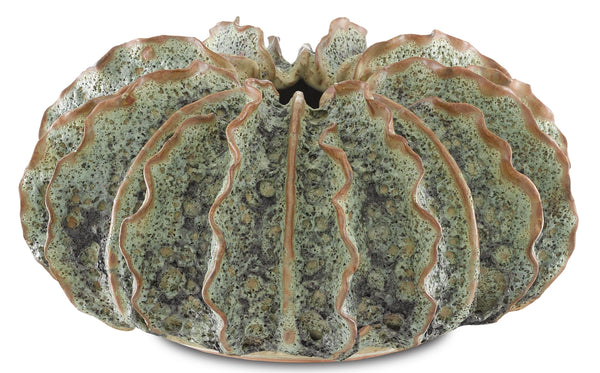 Sunken Boat Wings Vase - Handcrafted Ceramic with Moss Green Finish, Unique Coastal Elegance