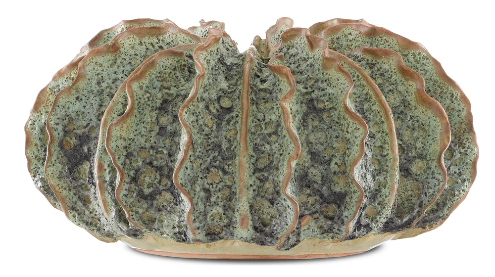 Sunken Boat Wings Vase - Handcrafted Ceramic with Moss Green Finish, Unique Coastal Elegance