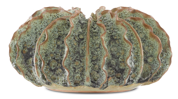 Sunken Boat Wings Vase - Handcrafted Ceramic with Moss Green Finish, Unique Coastal Elegance