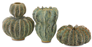 Sunken Boat Wings Vase - Handcrafted Ceramic with Moss Green Finish, Unique Coastal Elegance