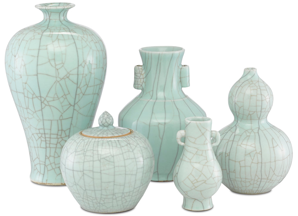 Maiping Celadon Crackle Ginger Jar - Hand-Thrown Porcelain with Unique Texture & Elegant Design