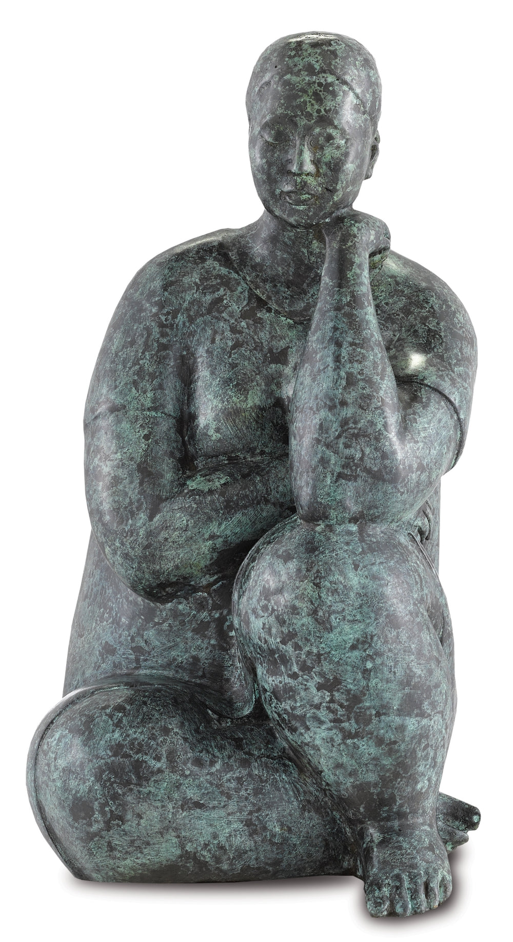 Lady Meditating Bronze Sculpture – Elegant Green/Black Patina Art for Home Décor & Serenity Spaces