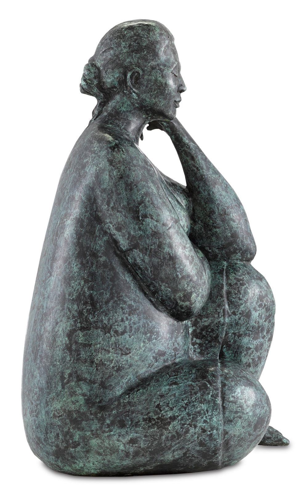 Lady Meditating Bronze Sculpture – Elegant Green/Black Patina Art for Home Décor & Serenity Spaces