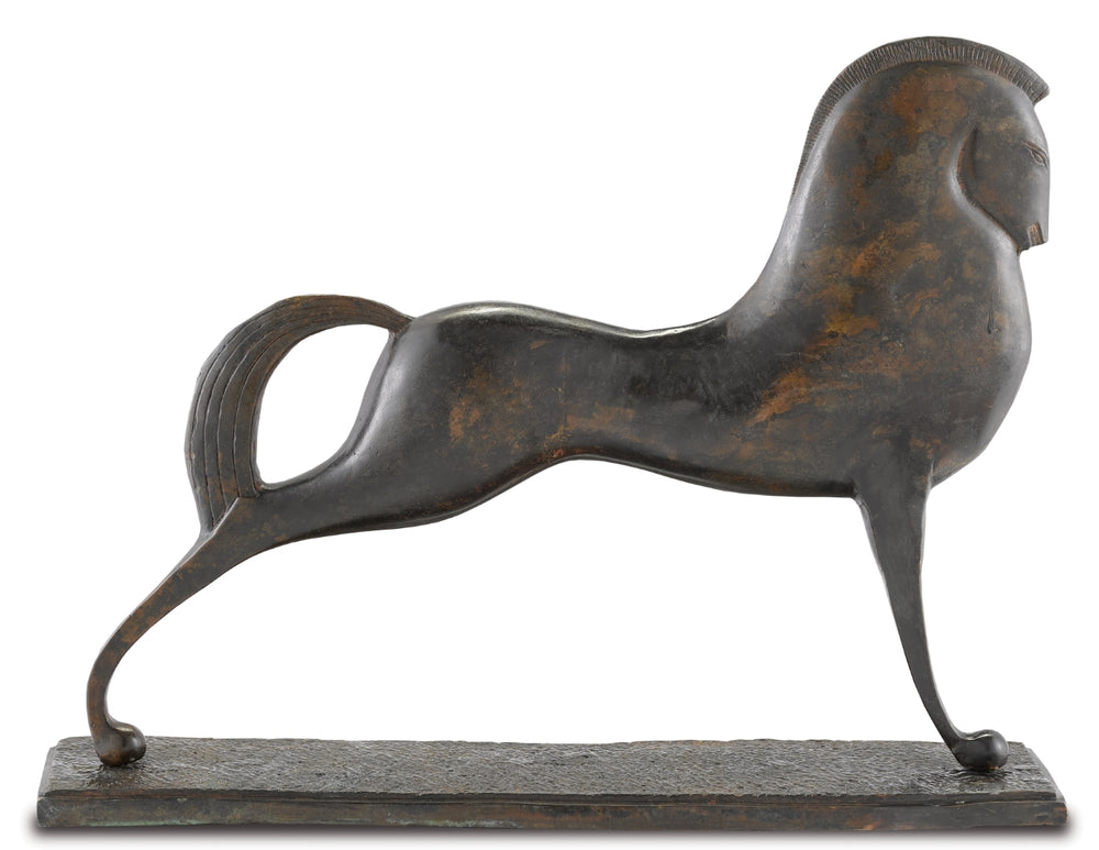 Assyrian Bronze Horse Sculpture - Antique Green Etruscan Style Art Piece for Classic Decor