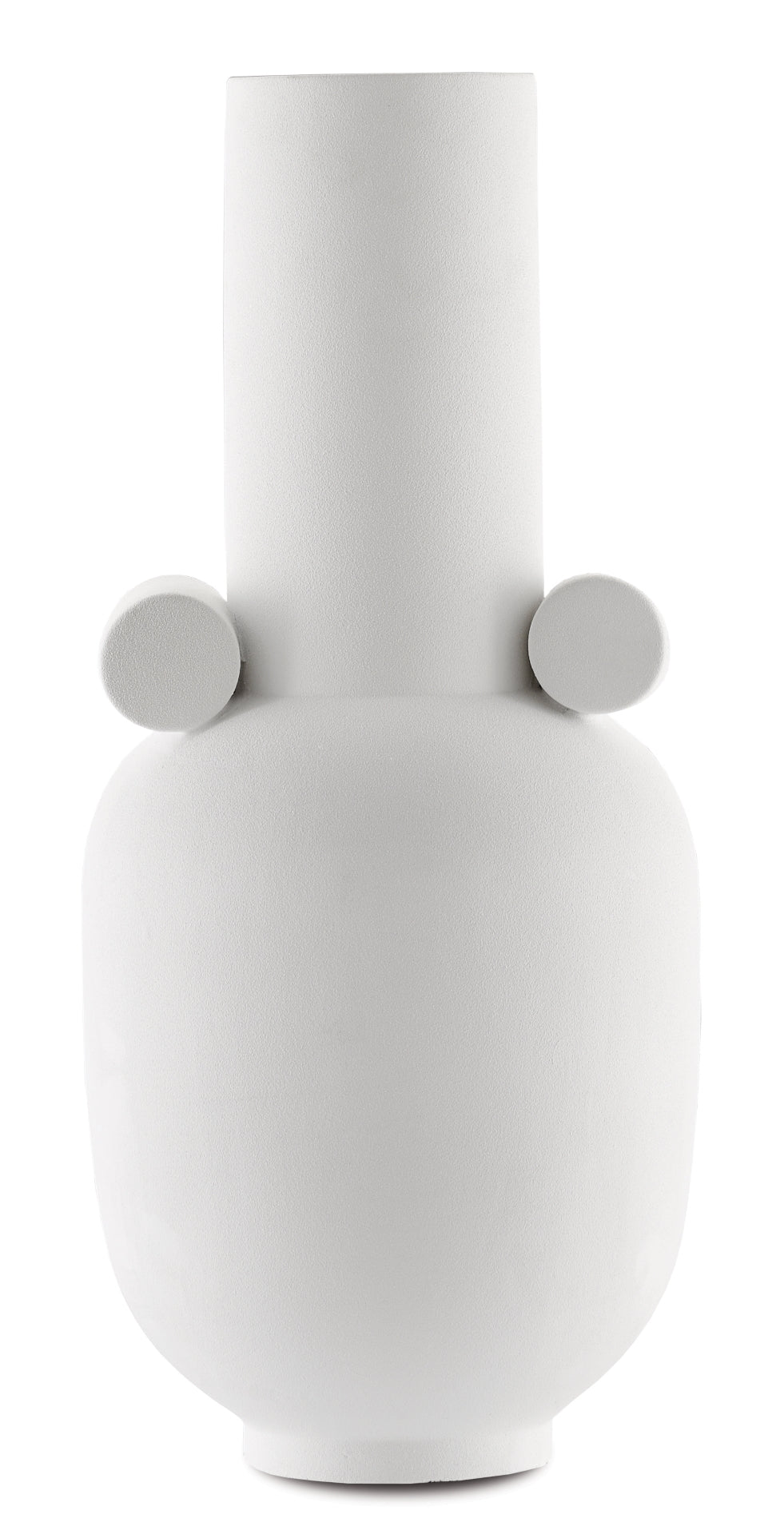 Happy 40 Long White Vase - Artisanal Hand-Thrown Ceramic, Textured Matte Finish, 18" Height, Unique Decor