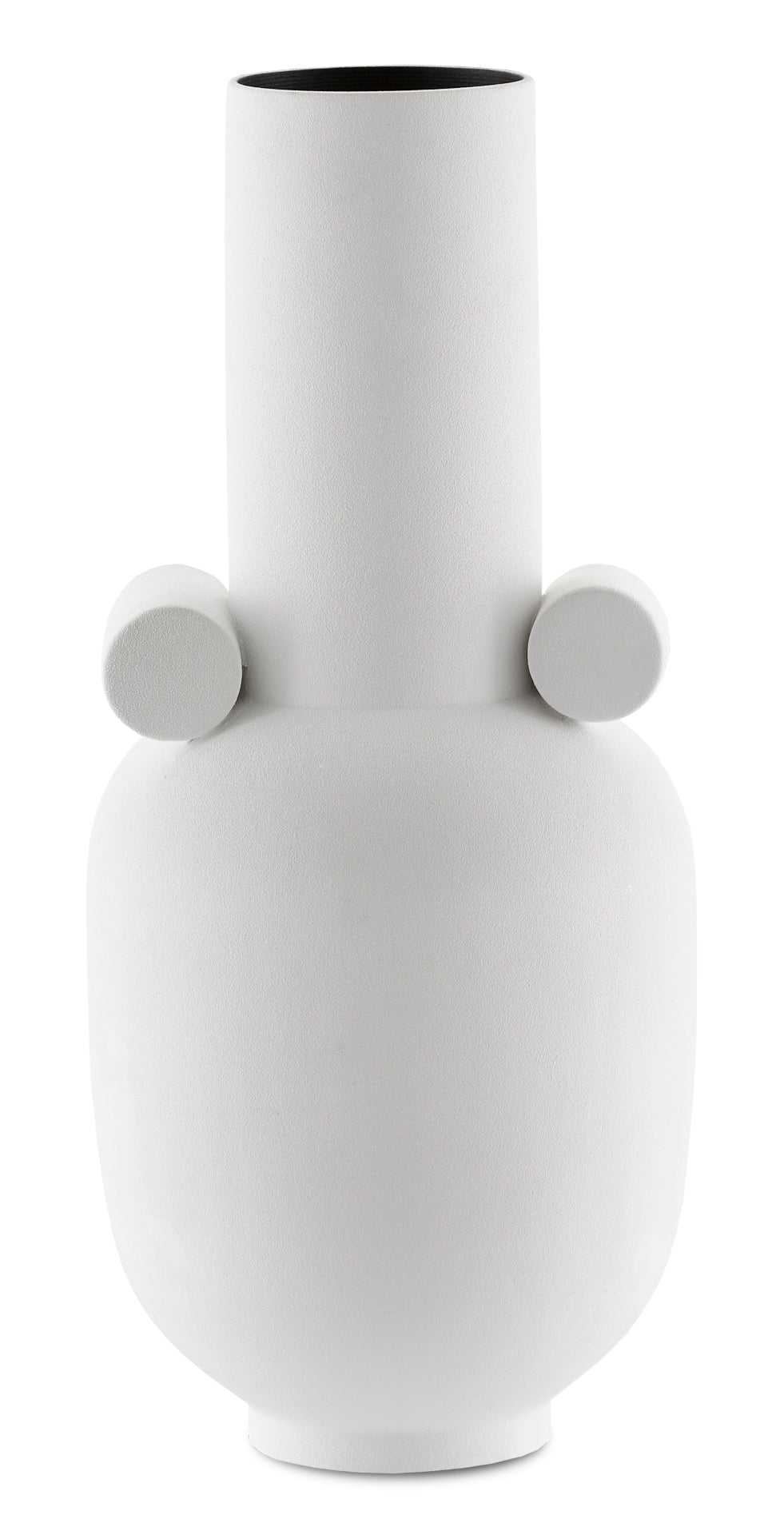 Happy 40 Long White Vase - Artisanal Hand-Thrown Ceramic, Textured Matte Finish, 18" Height, Unique Decor