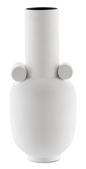 Happy 40 Long White Vase - Artisanal Hand-Thrown Ceramic, Textured Matte Finish, 18" Height, Unique Decor