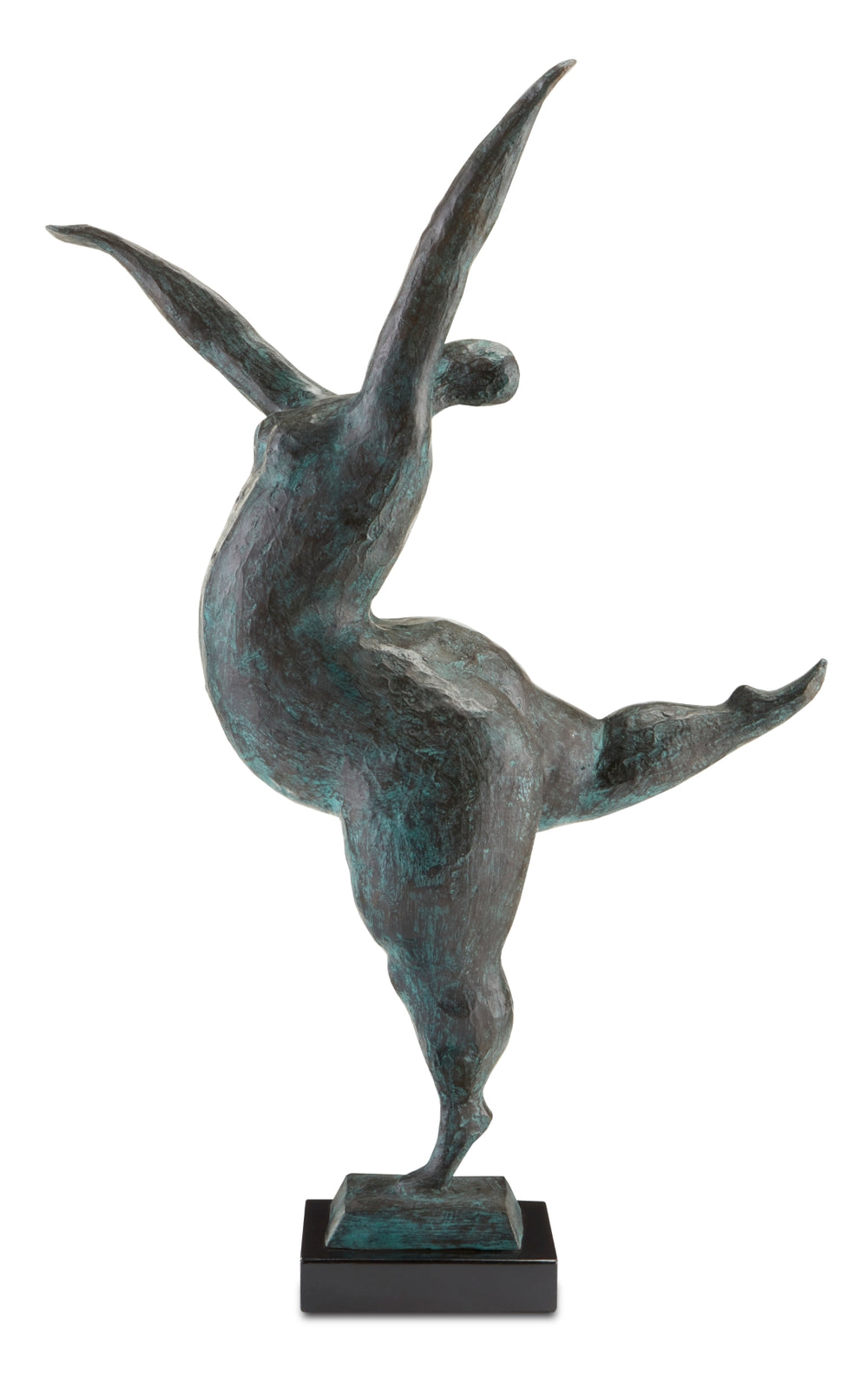 Butterfly Ballerina Bronze Sculpture - Exquisite Green/Black Patina Art for Elegant Home Décor