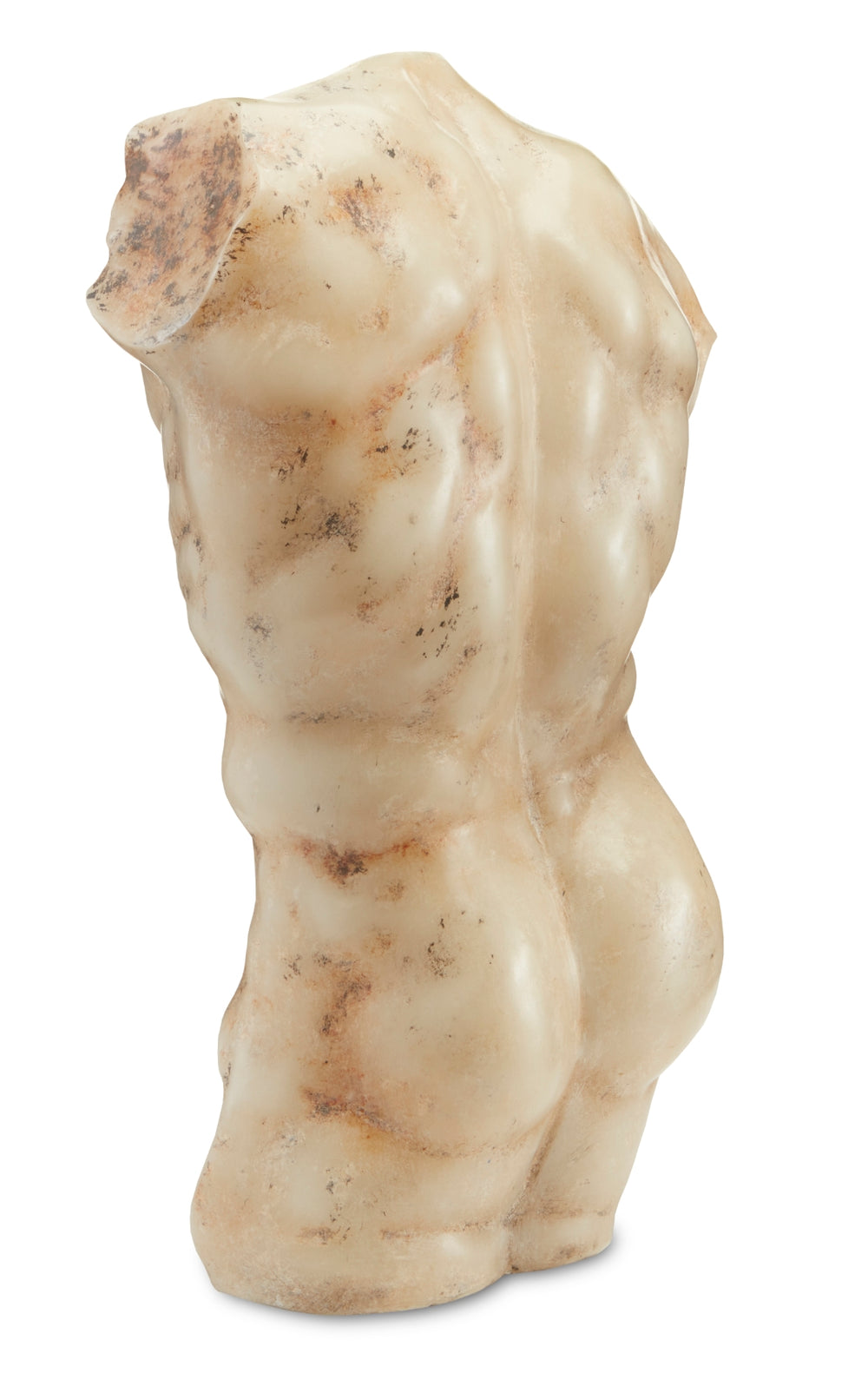 Ancient Greek Torso Sculpture - Authentic Aged Beige Finish, Hand-Painted, 15.25" Tall Decor Piece