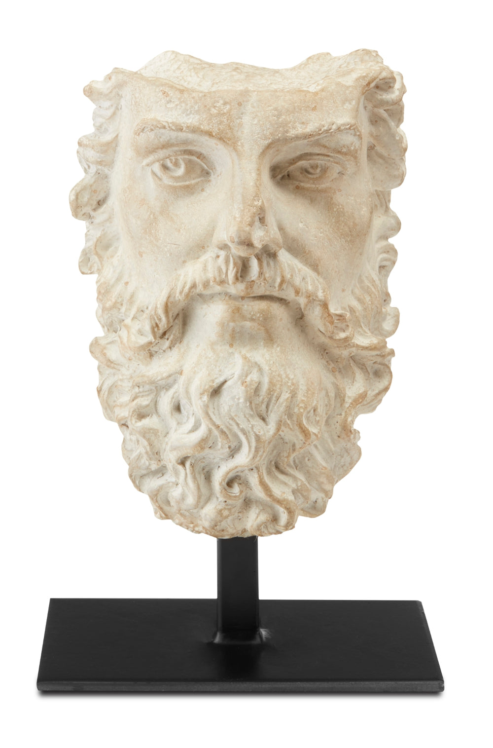 Head of Zeus Decorative Sculpture - Aged Beige Finish, Artisan-Crafted Marble Look, 9.25" Tall