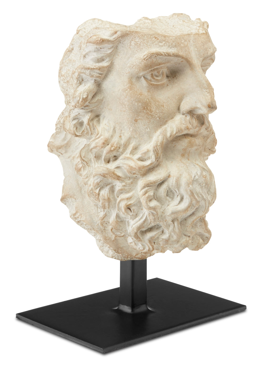 Head of Zeus Decorative Sculpture - Aged Beige Finish, Artisan-Crafted Marble Look, 9.25" Tall