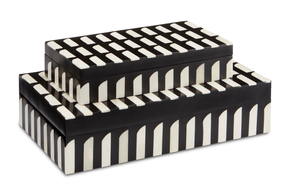 Swoop Decorative Box Set of 2 by Jamie Beckwith - Stylish Ivory and Black Design for Any Space