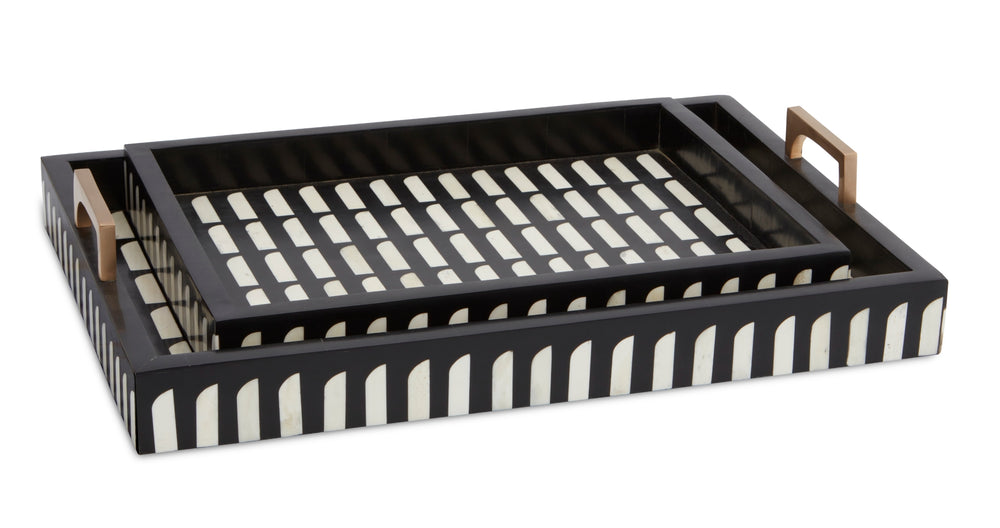 Swoop Tray Set of 2 – Elegant Mid-Century Inspired Design in Black and Ivory for Stylish Decor