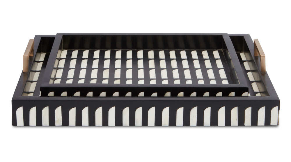 Swoop Tray Set of 2 – Elegant Mid-Century Inspired Design in Black and Ivory for Stylish Decor