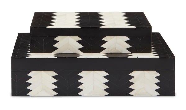 Arrow Box Set of 2 - Chic Jamie Beckwith Chevron Design in Black & White for Modern Home Decor