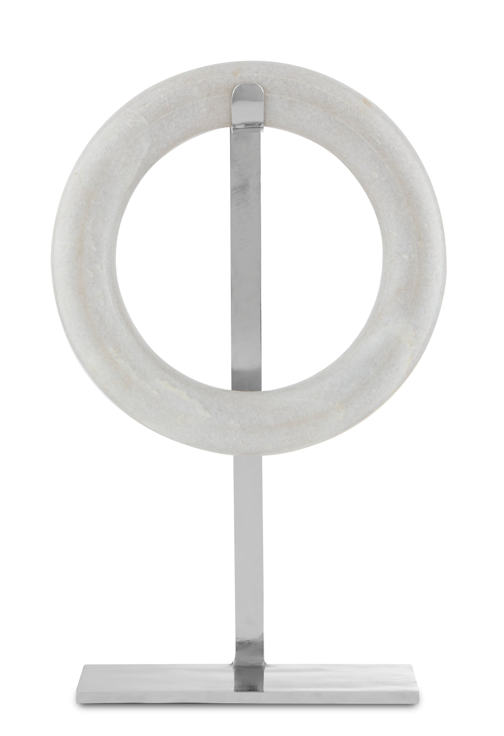 Circle of Life Large Marble Sculpture - Handcrafted Art Piece with Nickel Stand for Modern Elegance