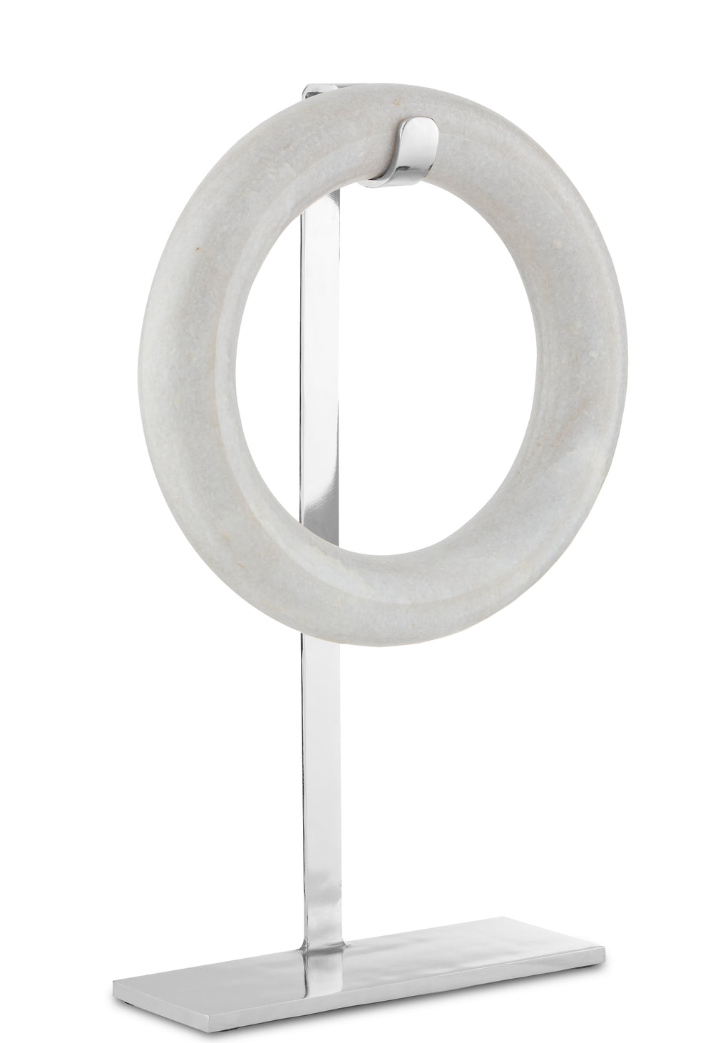 Circle of Life Large Marble Sculpture - Handcrafted Art Piece with Nickel Stand for Modern Elegance