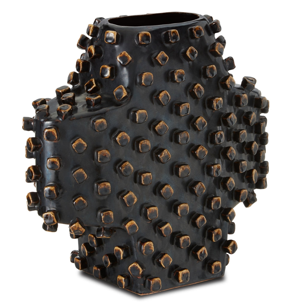 Anissa Handcrafted Ceramic Vase with Unique Texture and Reactive Brown Glaze – Artisan Home Décor