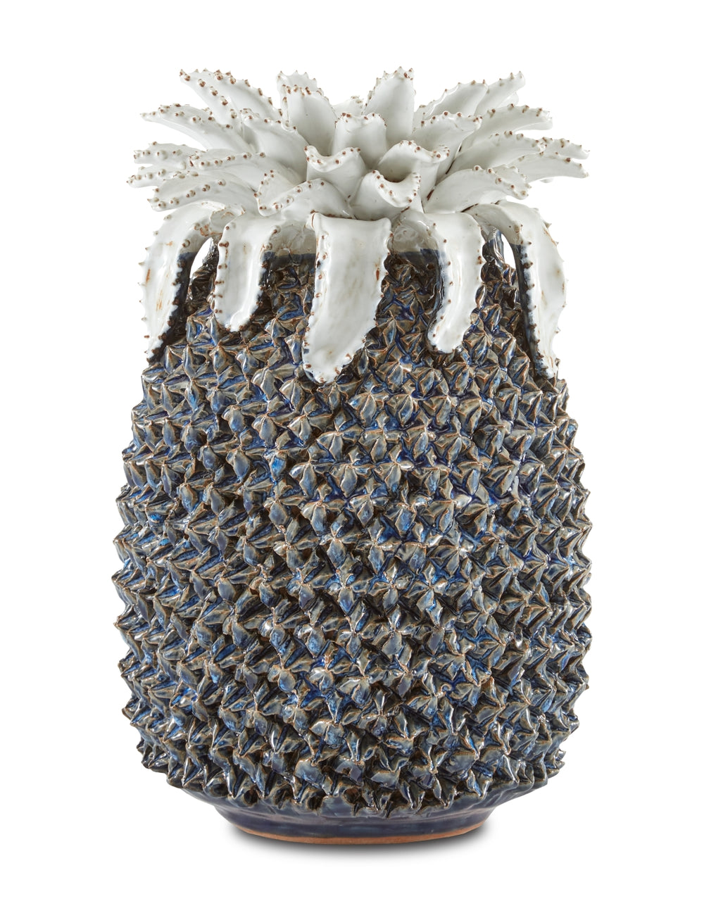 Waikiki Medium Blue Pineapple - Handmade Stoneware Decor, Symbol of Hospitality, Unique Accent Piece