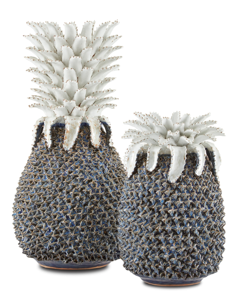 Waikiki Medium Blue Pineapple - Handmade Stoneware Decor, Symbol of Hospitality, Unique Accent Piece