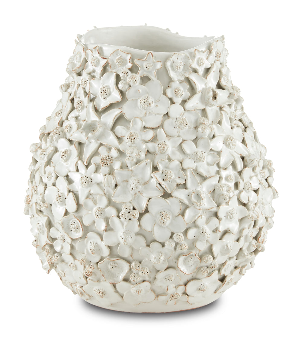 Jessamine White Vase - Exquisite Handmade Ceramic Floral Design for Elegant Home Decor & Gifts