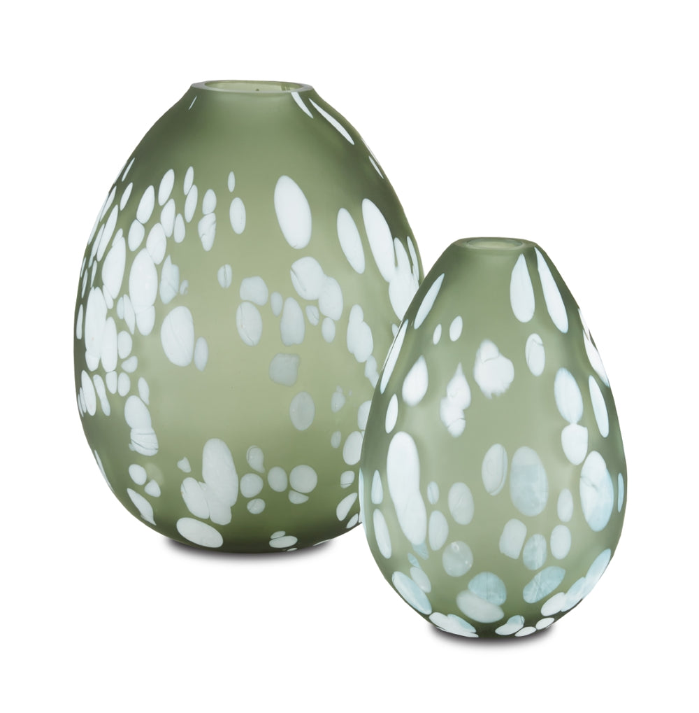 Hana Green Vase Set of 2 - Elegant Egg-Shaped Glass Decor for Stylish Floral Arrangements Indoors