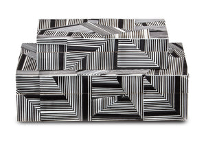 Cade Black Box Set of 2 - Stylish Solid Wood Nesting Boxes with Bold Patterns for Home Decor
