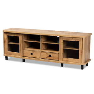 Baxton Studio Walda Modern and Contemporary Oak Brown Finished Wood 2-Drawer TV Stand 