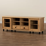 Baxton Studio Walda Modern and Contemporary Oak Brown Finished Wood 2-Drawer TV Stand 