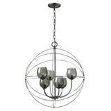 6 Light Retro Orb Chandelier In Black