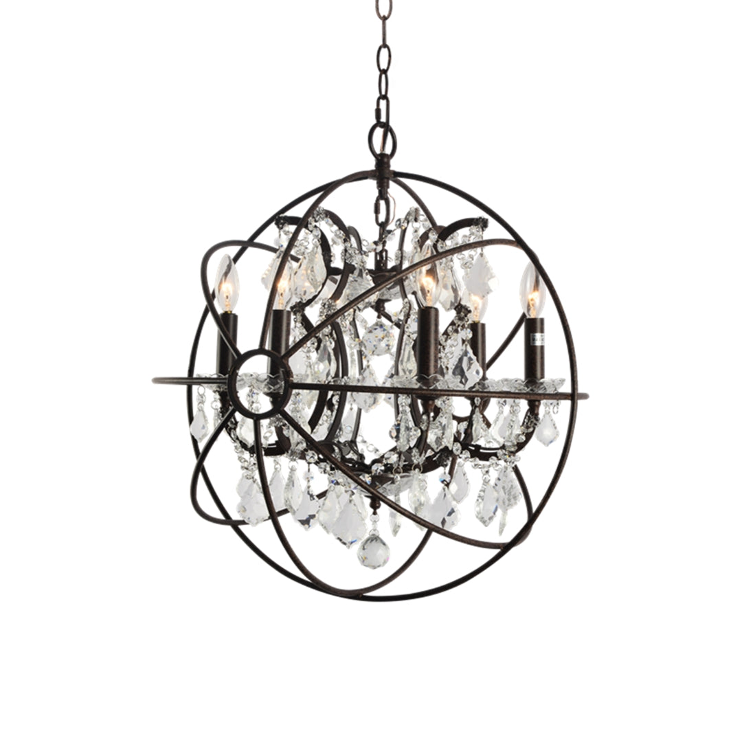 6-Light Rustic Brown Crystal Chandelier
