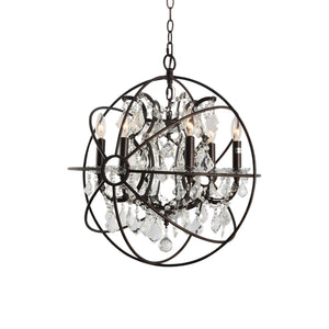 Yosemite Home Decor 6-Light Chrystal Chandelier In Rustic Brown 12002063-YHD