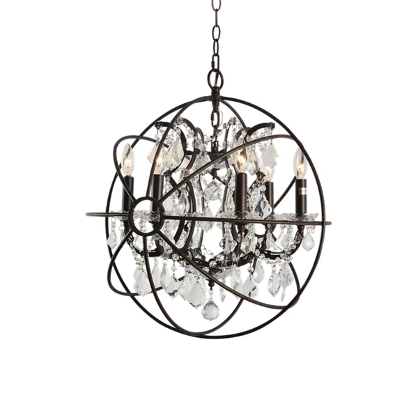 Yosemite Home Decor 6-Light Chrystal Chandelier In Rustic Brown 12002063-YHD