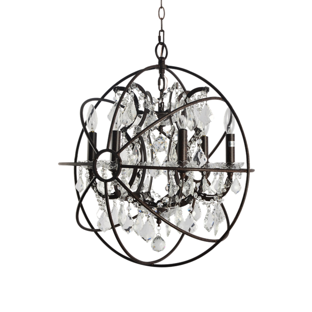 6-Light Rustic Brown Crystal Chandelier - Thumbnail 2