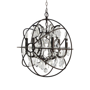Yosemite Home Decor 6-Light Chrystal Chandelier In Rustic Brown 12002063-YHD