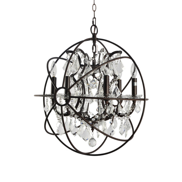 Yosemite Home Decor 6-Light Chrystal Chandelier In Rustic Brown 12002063-YHD