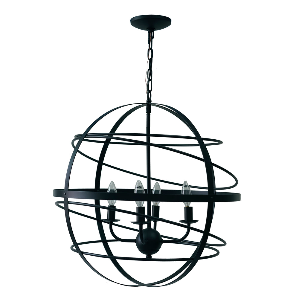 Yosemite Home Decor 4 Light Chandelier In Matte Black Finish 120031344-YHD