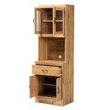 Baxton Studio Laurana Modern and Contemporary Oak Brown Finished Wood Kitchen Cabinet and Hutch