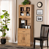 Baxton Studio Laurana Modern and Contemporary Oak Brown Finished Wood Kitchen Cabinet and Hutch