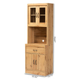 Baxton Studio Laurana Modern and Contemporary Oak Brown Finished Wood Kitchen Cabinet and Hutch