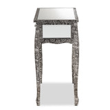 Baxton Studio Wycliff Industrial Glam and Luxe Silver Finished Metal and Mirrored Glass 2-Drawer Console Table