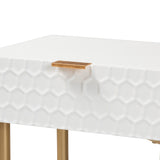 Marcin Contemporary Glam and Luxe White Finished Wood and Gold Metal 1-Drawer Nightstand