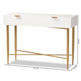 Galia Modern and Contemporary White Finished Wood and Gold Metal 1-Drawer Console Table