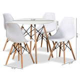 Jaspen Modern and Contemporary White Finished Polypropylene Plastic and Oak Brown Finished Wood 5-Piece Dining Set