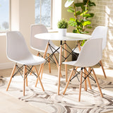 Jaspen Modern and Contemporary White Finished Polypropylene Plastic and Oak Brown Finished Wood 5-Piece Dining Set