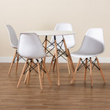 Jaspen Modern and Contemporary White Finished Polypropylene Plastic and Oak Brown Finished Wood 5-Piece Dining Set