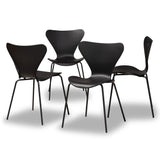 Jaden Modern and Contemporary Black Plastic and Black Metal 4-Piece Dining Chair Set