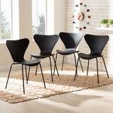 Jaden Modern and Contemporary Black Plastic and Black Metal 4-Piece Dining Chair Set